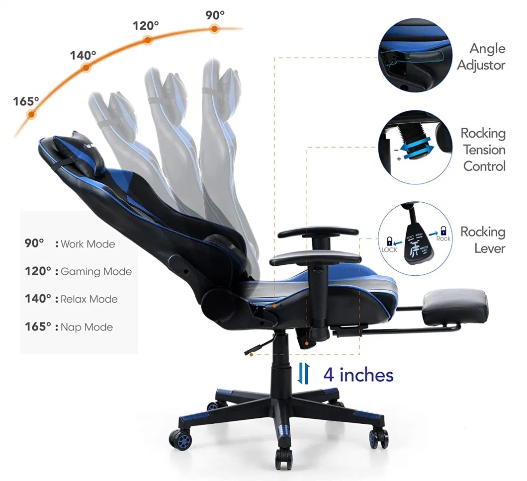 Wholesale Office Furniture Racing Seat Gaming Chairs with Massage Lumbar Support